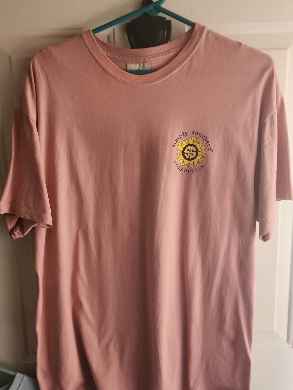 Simply Southern Dusty Pink Tee with Yellow Sun Emblem